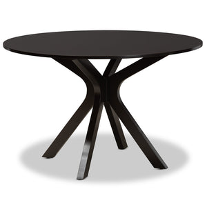 Baxton Studio Baxton Studio Ela 7-Piece Dark Brown Dining Set - Modern Circular Table & Stylish Chairs for Comfort Ela-Dark Brown-7PC Dining Set