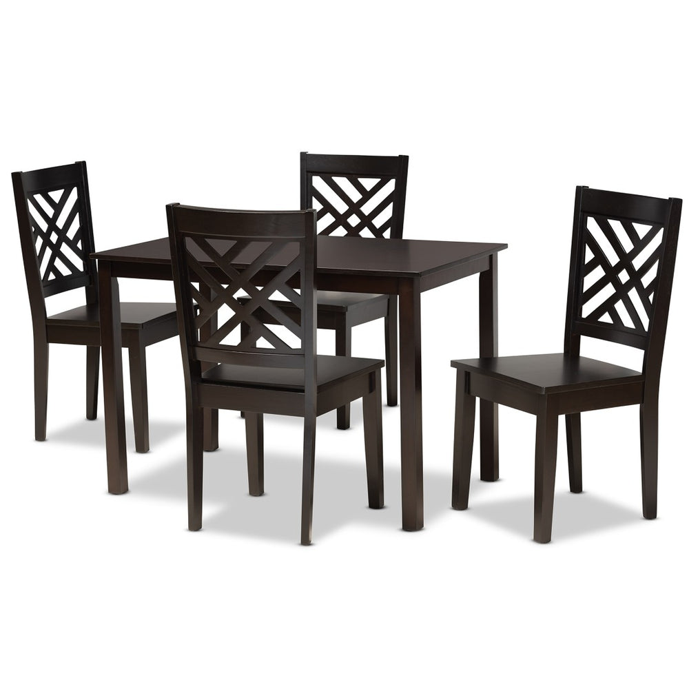 Baxton Studio Baxton Studio Ani 5-Piece Modern Dining Set in Dark Brown - Stylish Table & Unique Chairs for Comfort Ani-Dark Brown-5PC Dining Set