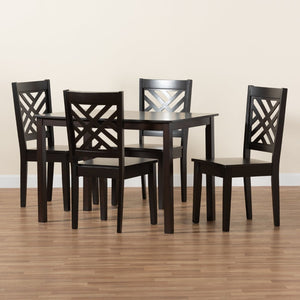 Baxton Studio Baxton Studio Ani 5-Piece Modern Dining Set in Dark Brown - Stylish Table & Unique Chairs for Comfort Ani-Dark Brown-5PC Dining Set