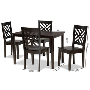 Baxton Studio Baxton Studio Ani 5-Piece Modern Dining Set in Dark Brown - Stylish Table & Unique Chairs for Comfort Ani-Dark Brown-5PC Dining Set