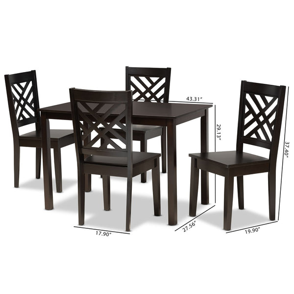Baxton Studio Baxton Studio Ani 5-Piece Modern Dining Set in Dark Brown - Stylish Table & Unique Chairs for Comfort Ani-Dark Brown-5PC Dining Set
