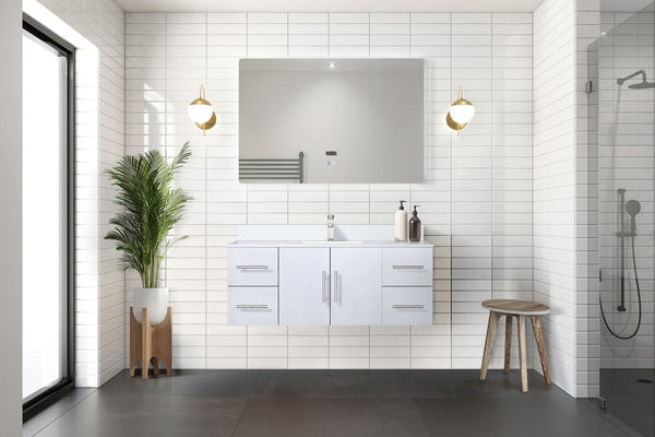 English Elm Glossy 48 in. Bath Vanity with White Quartz Top, Solid Wood Frame, Soft-Close Drawers & Ample Storage B2731P258658
