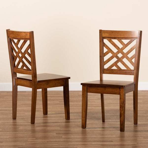 Baxton Studio Baxton Caron Modern Walnut Brown Dining Chair Set - Stylish 2-Piece Design for Elegant Spaces RH317C-Walnut Wood Flat Seat-DC-2PK