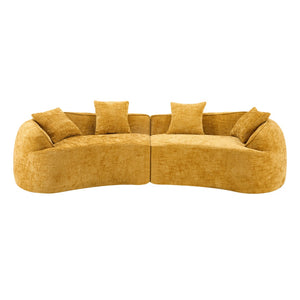 English Elm Yellow Curved Compressed Sofa - Nordic Design, Soft Upholstery, Versatile Comfort For Any Space W3612S00011-GIGA