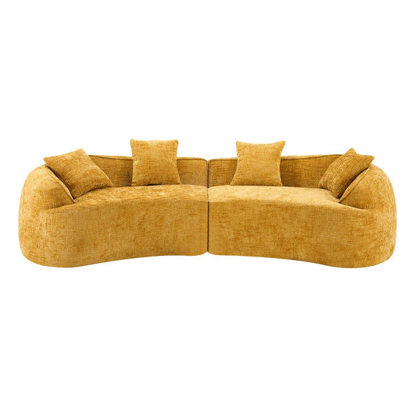 English Elm Yellow Curved Compressed Sofa - Nordic Design, Soft Upholstery, Versatile Comfort For Any Space W3612S00011-GIGA