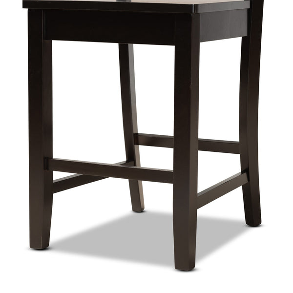 Baxton Studio Baxton Caron Modern Counter Stool Set - 2-Piece Dark Brown Wood Stools for Kitchen & Dining Areas RH317P-Dark Brown Wood Flat Seat-PC
