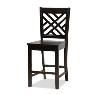 Baxton Studio Baxton Caron 5-Piece Pub Set - Modern Dark Brown Wood Table & Stools for Compact Dining Spaces RH317P-Dark Brown-5PC Pub Set