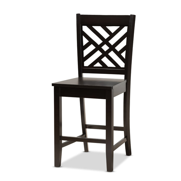 Baxton Studio Baxton Caron 5-Piece Pub Set - Modern Dark Brown Wood Table & Stools for Compact Dining Spaces RH317P-Dark Brown-5PC Pub Set