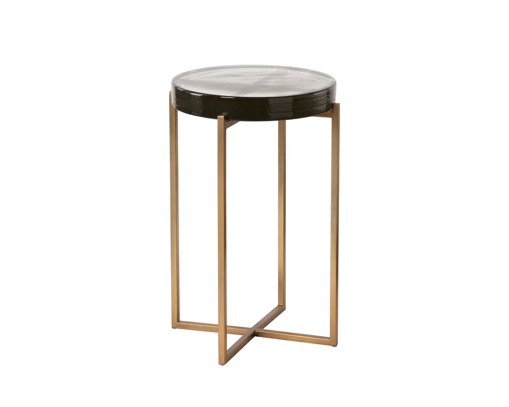 Sunpan Sheena End Table - Elegant Iron Design, Stylish Home Accent, Perfect for Living Room Decor Antique Brass