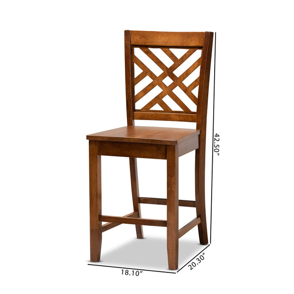 Baxton Studio Baxton Caron Modern Counter Stool Set - 2-Piece Walnut Brown Design for Stylish Kitchen Dining RH317P-Walnut Wood Flat Seat-PC