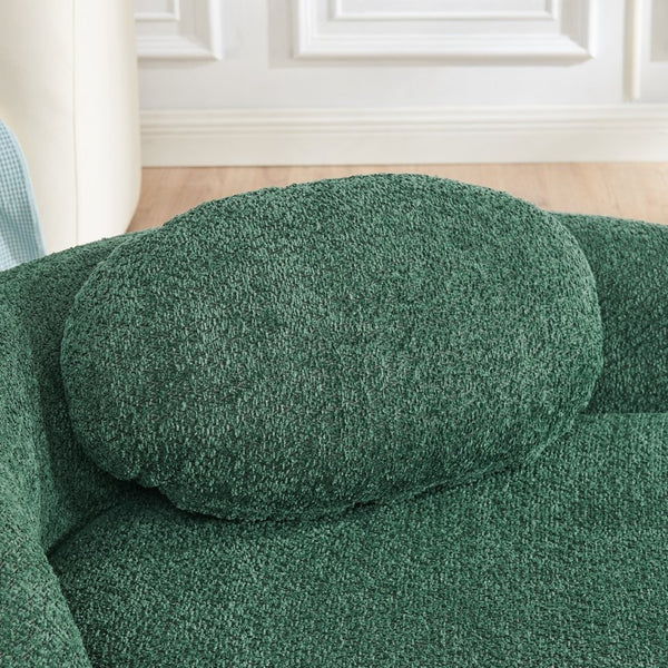 English Elm Modern Oval Bouclé Lounge Chair with Sculpted Armrest for Bedroom or Living Room Green W487P456127