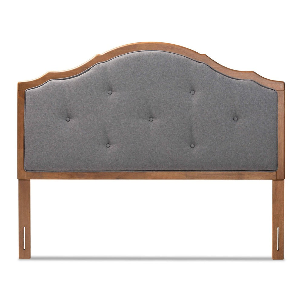 Baxton Studio Baxton Studio Gala Queen Size Arched Headboard: Vintage Tufted Fabric & Walnut Finish Elegance MG9743-Dark Grey/Walnut-HB-Queen