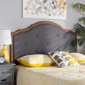 Baxton Studio Baxton Studio Gala Queen Size Arched Headboard: Vintage Tufted Fabric & Walnut Finish Elegance MG9743-Dark Grey/Walnut-HB-Queen