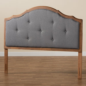 Baxton Studio Baxton Studio Gala Queen Size Arched Headboard: Vintage Tufted Fabric & Walnut Finish Elegance MG9743-Dark Grey/Walnut-HB-Queen