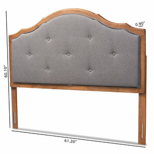 Baxton Studio Baxton Studio Gala Queen Size Arched Headboard: Vintage Tufted Fabric & Walnut Finish Elegance MG9743-Dark Grey/Walnut-HB-Queen