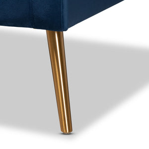 Baxton Studio Baxton Studio Leland Glamorous Velvet Upholstered Armchair with Gold Legs for Modern Elegance Navy TSF-6729-Navy Blue/Gold-CC