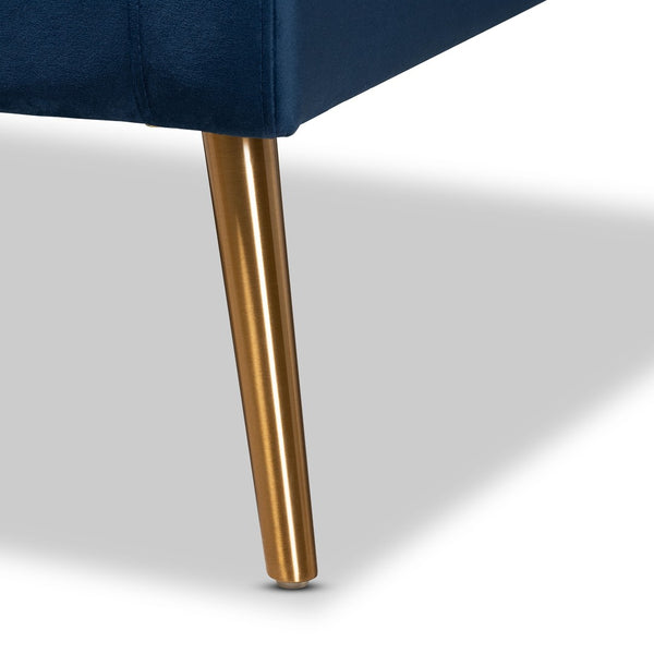 Baxton Studio Baxton Studio Leland Glamorous Velvet Upholstered Armchair with Gold Legs for Modern Elegance Navy TSF-6729-Navy Blue/Gold-CC