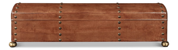 Sarreid Telescope Leather Box With Embossed Design, Hinged Lid, And Paper Lined Interior For Elegant Storage Brown  11446