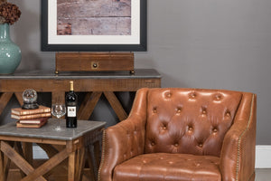 Sarreid Telescope Leather Box With Embossed Design, Hinged Lid, And Paper Lined Interior For Elegant Storage Brown  11446