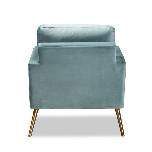 Baxton Studio Baxton Studio Leland Glamorous Velvet Upholstered Armchair with Gold Legs for Modern Elegance Light TSF-6729-Light Blue/Gold-CC
