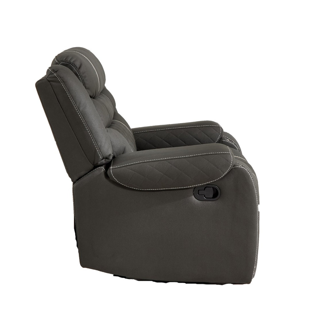 English Elm Auto Microfiber Recliner Chair with Brass Nail Head Trim and High Density Foam Cushioning W3900P502666