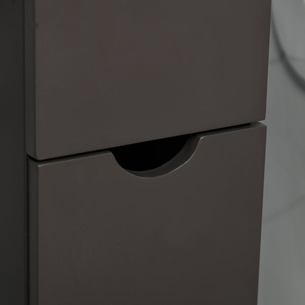 English Elm HOMCOM 54" Tall Bathroom Storage Cabinet - Slim Freestanding Linen Tower with Shelves, Drawers, Brown W2225P217007