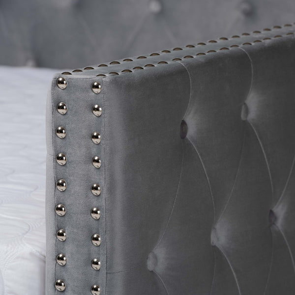 Baxton Studio Baxton Studio Grey Velvet Upholstered Queen Daybed with Trundle - Modern Design & Ultimate Comfort CF9227-Silver Grey Velvet-Daybed-Q/T