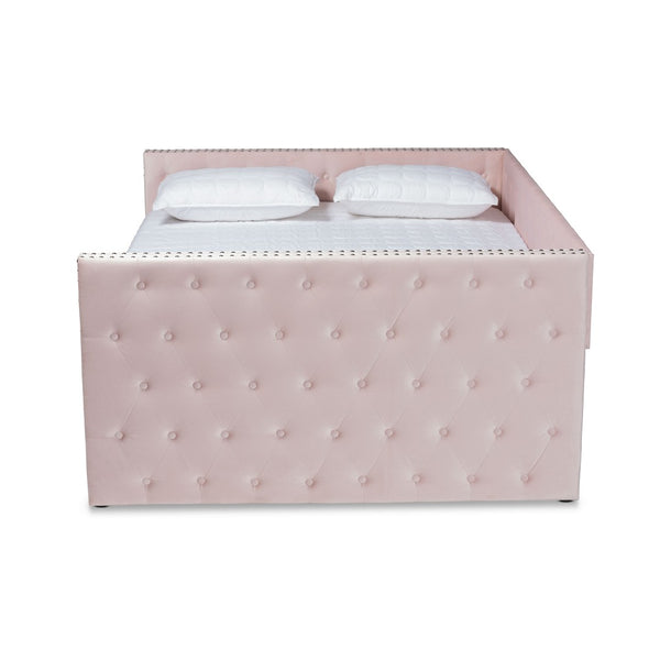 Baxton Studio Baxton Studio Larkin Modern Pink Velvet Daybed with Trundle - Stylish, Space-Saving Comfort Solution! CF9227-Pink Velvet Velvet-Daybed-F/T