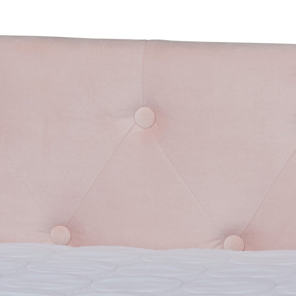 Baxton Studio Baxton Studio Larkin Modern Pink Velvet Daybed with Trundle - Stylish, Space-Saving Comfort Solution! CF9227-Pink Velvet Velvet-Daybed-F/T