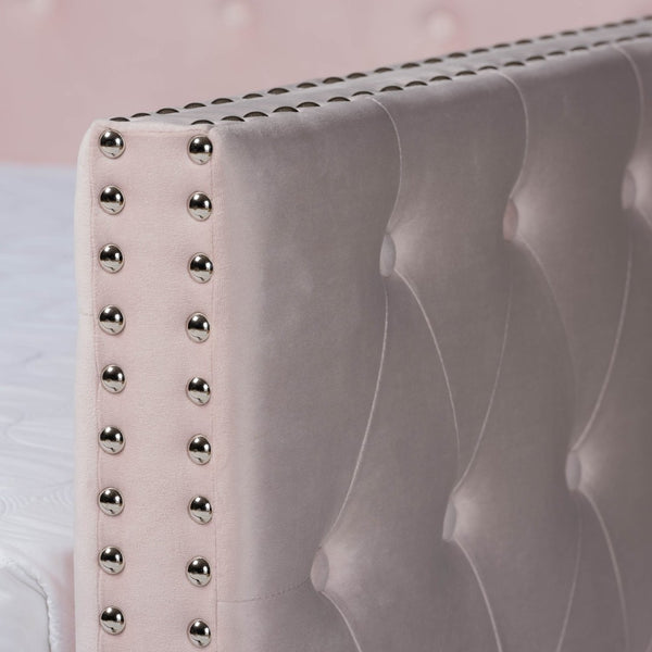 Baxton Studio Baxton Studio Larkin Modern Pink Velvet Daybed with Trundle - Stylish, Space-Saving Comfort Solution! CF9227-Pink Velvet Velvet-Daybed-F/T