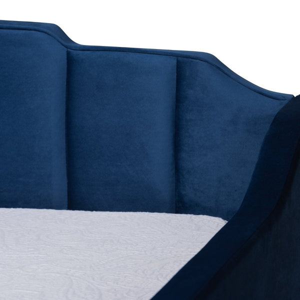 Baxton Studio Baxton Studio Lennon Modern Navy Blue Velvet Daybed with Trundle - Elegant Comfort for Guests Twin CF9172-Navy Blue Velvet-Daybed-T/T