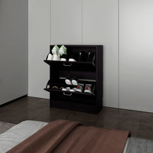 English Elm Shoe Compact 31.5" H Two-Door Black Wengue Storage Cabinet for Entryway Bedroom, Durable Eco-Friendly B097P395865