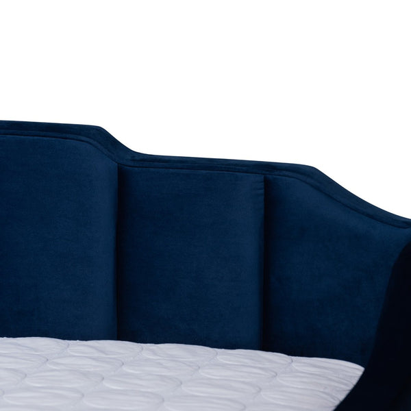 Baxton Studio Baxton Studio Lennon Modern Navy Blue Velvet Daybed with Trundle - Elegant Comfort for Guests Queen CF9172-Navy Blue Velvet-Daybed-Q/T
