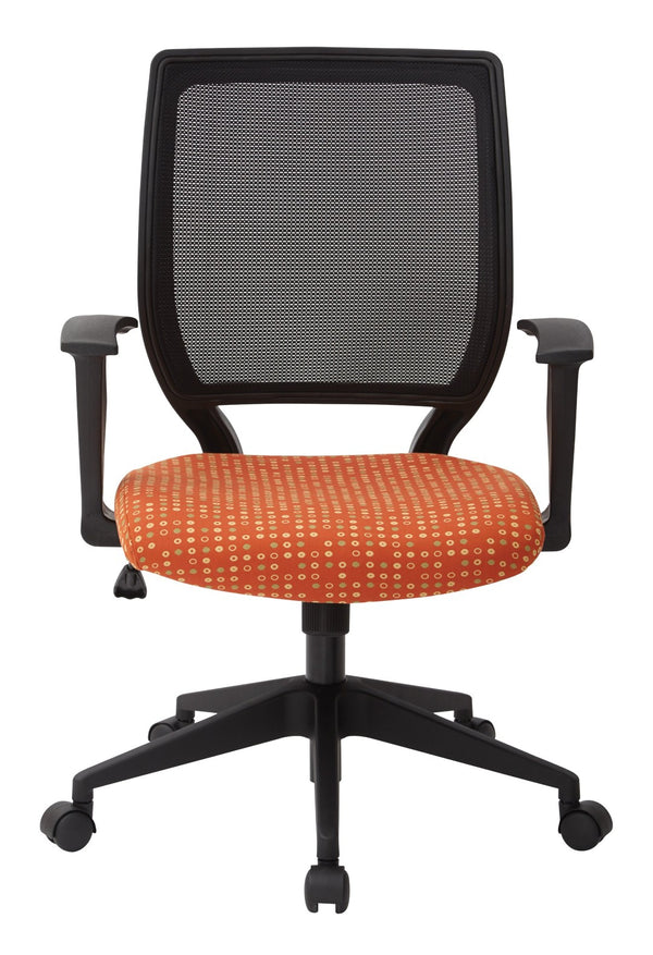 OSP Home Furnishings Screen Back Mesh Task Chair with Lumbar Support and T Arms for Home Office Use Tangelo EM51022N-K105