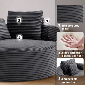 English Elm Round Sectional Sleeper Sofa Memory Foam Cloud Couch for Contemporary Living Spaces W3224P444274