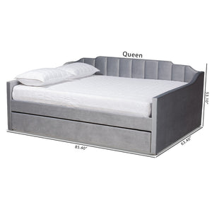 Baxton Studio Baxton Studio Grey Velvet Full Daybed with Trundle - Modern Elegance and Versatile Sleep Solution CF9172-Silver Grey Velvet-Daybed-F/T