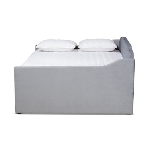 Baxton Studio Baxton Studio Grey Velvet Full Daybed with Trundle - Modern Elegance and Versatile Sleep Solution CF9172-Silver Grey Velvet-Daybed-F/T
