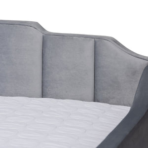 Baxton Studio Baxton Studio Grey Velvet Full Daybed with Trundle - Modern Elegance and Versatile Sleep Solution CF9172-Silver Grey Velvet-Daybed-F/T