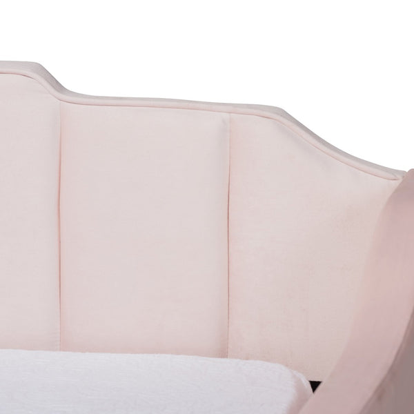 Baxton Studio Baxton Studio Modern Pink Velvet Upholstered Daybed with Trundle - Stylish Comfort for Any Room Twin CF9172-Pink Velvet Velvet-Daybed-T/T