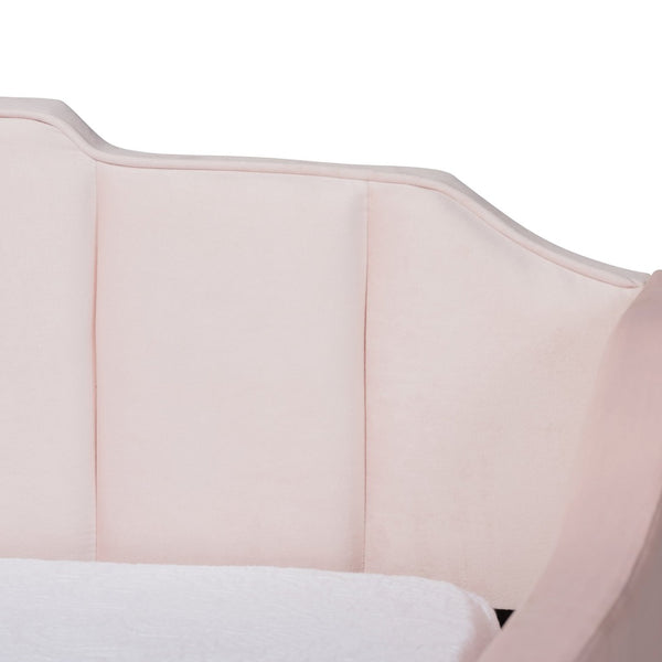 Baxton Studio Baxton Studio Modern Pink Velvet Upholstered Daybed with Trundle - Stylish Comfort for Any Room Lennon CF9172-Pink Velvet Velvet-Daybed-F/T