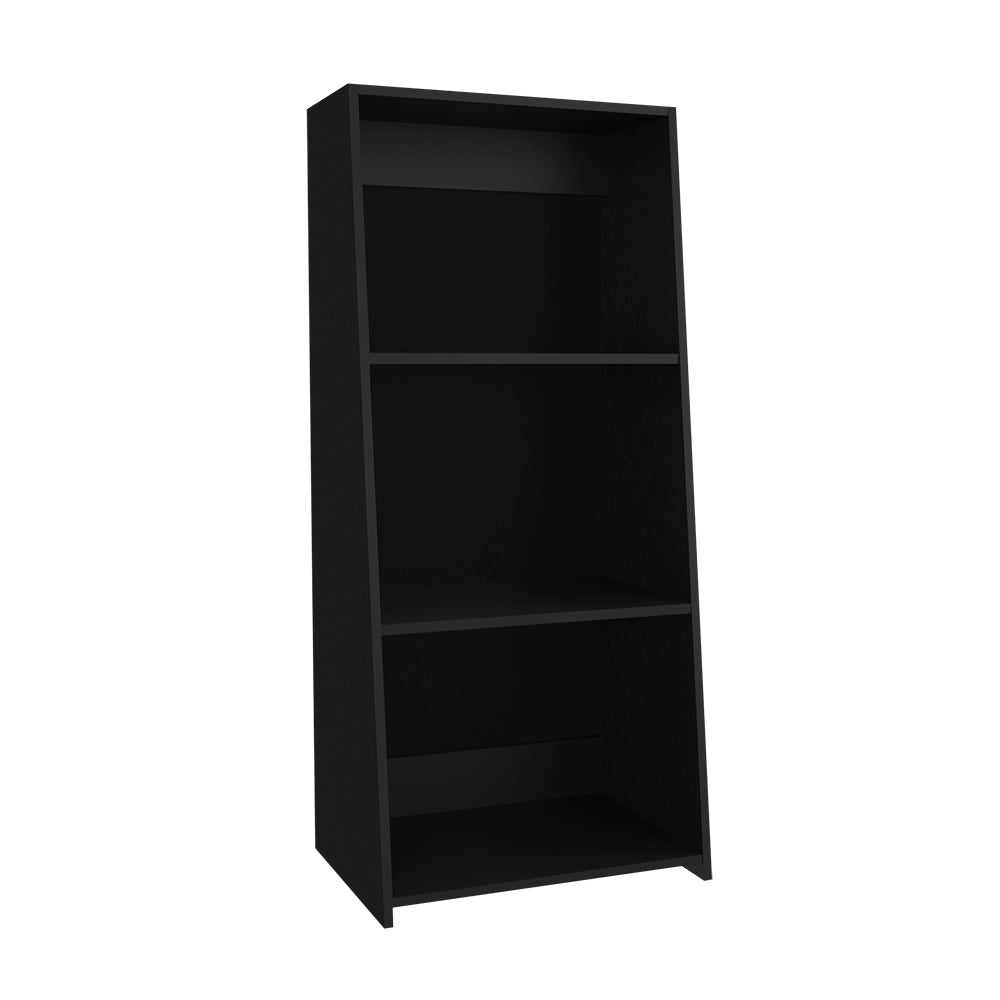 English Elm Bookcase Piney Black Engineered Wood, 3 Spacious Shelves, Contemporary Living Room Storage, Sturdy B092P245915