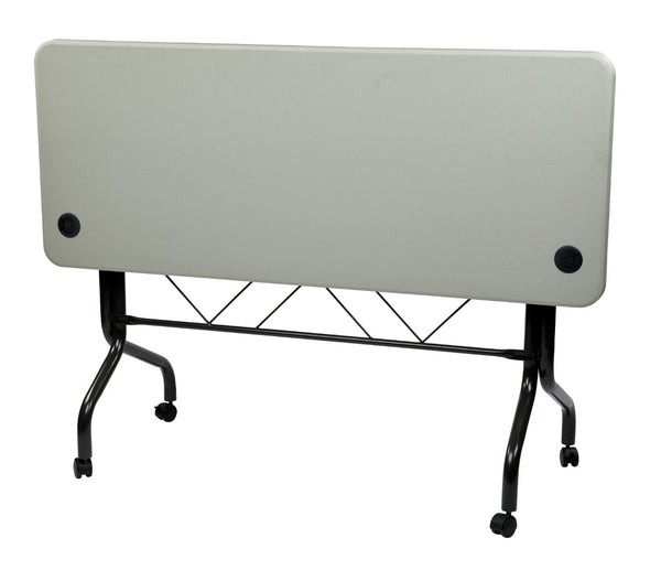 OSP Home Furnishings 4’ 4' Resin Flip Top Folding Table with Locking Casters for Events and Training Rooms 5’ FT6635