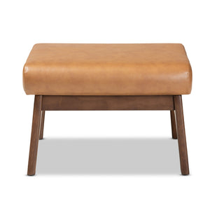 Baxton Studio Baxton Studio Bianca Mid-Century Ottoman – Elegant Walnut Frame & Tan Faux Leather for Modern Spaces Bianca-Tan/Walnut Brown-Otto