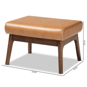 Baxton Studio Baxton Studio Bianca Mid-Century Ottoman – Elegant Walnut Frame & Tan Faux Leather for Modern Spaces Bianca-Tan/Walnut Brown-Otto