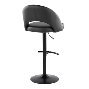 English Elm Adjustable Swivel Barstools Set of 2 Faux Leather Padded Seat Black Metal Base B202S02009