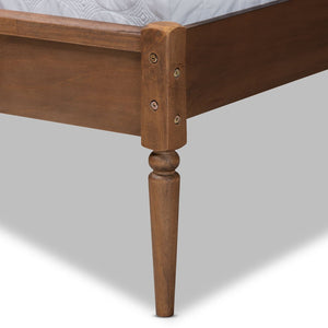 Baxton Studio Baxton Elston King Size Platform Bed - Mid-Century Modern Walnut Finish with Rattan Headboard Design MG0056-Rattan/Walnut-King