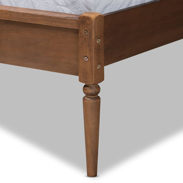 Baxton Studio Baxton Elston King Size Platform Bed - Mid-Century Modern Walnut Finish with Rattan Headboard Design MG0056-Rattan/Walnut-King