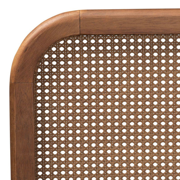 Baxton Studio Baxton Studio Elston Mid-Century Modern Queen Bed with Rattan Headboard and Walnut Finish Elegance MG0056-Walnut Rattan/Walnut-Queen
