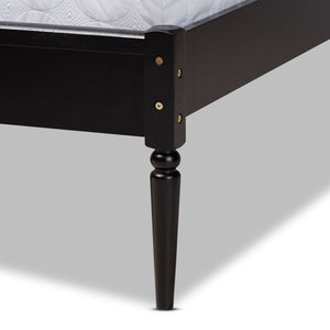 Baxton Studio Baxton Elston Mid-Century Platform Bed - Charcoal Wood Frame & Woven Rattan Headboard, Queen Size MG0056-Walnut Rattan/Black-Queen