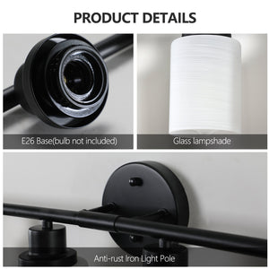 English Elm 52" Modern 8-Light Vanity Mirror Light with Frosted Glass Shades and Iron Frame for Dressing Room Illumination Black,White W1340P206696